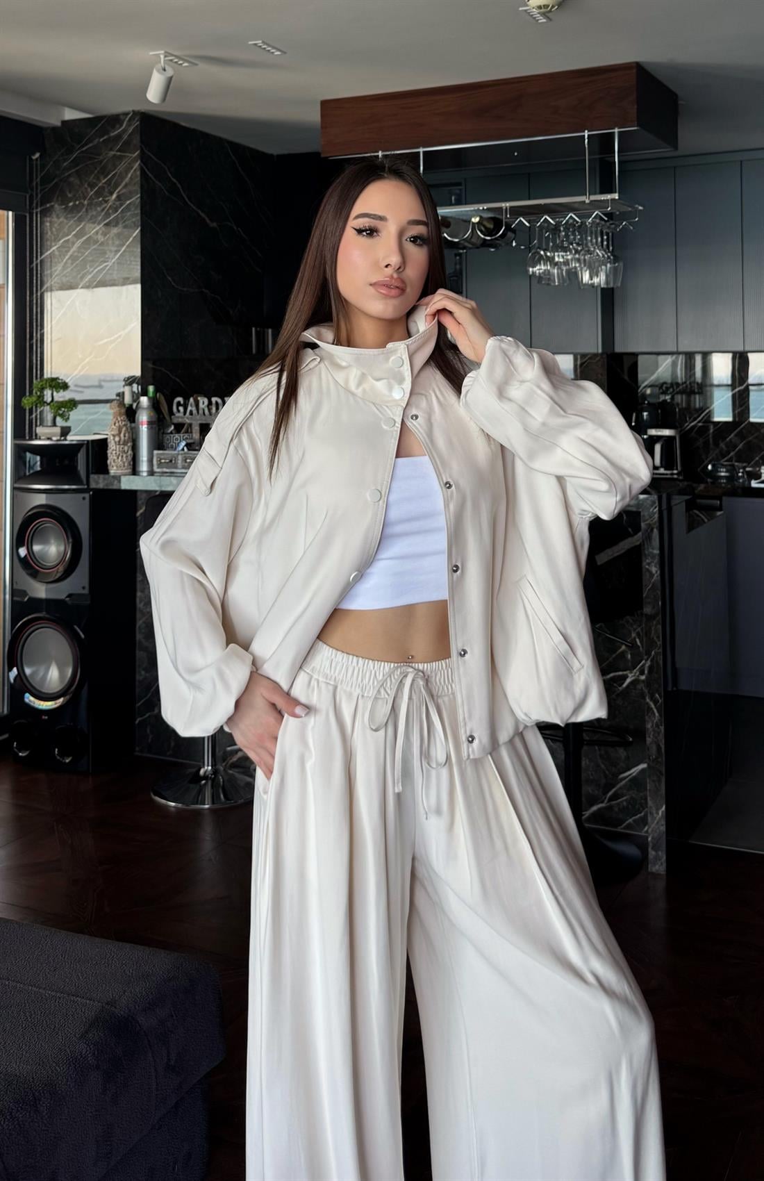 Apoletli Bomber Ceket BEJ