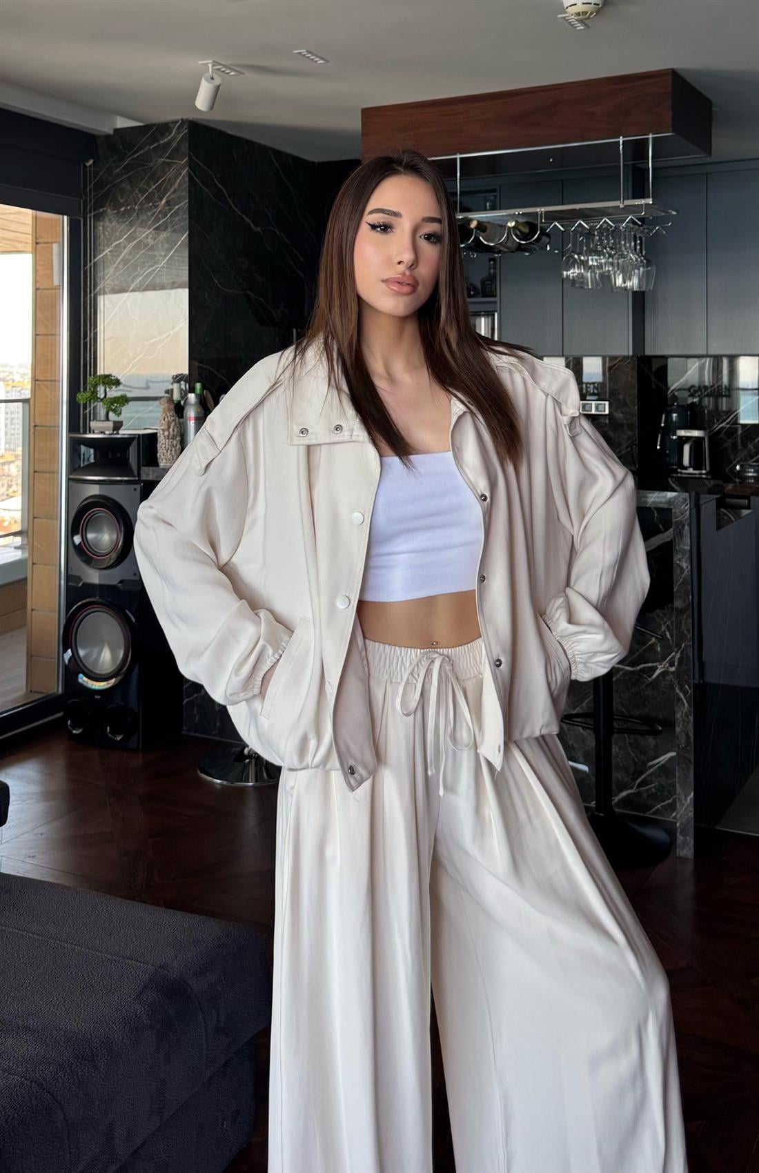 Apoletli Bomber Ceket BEJ