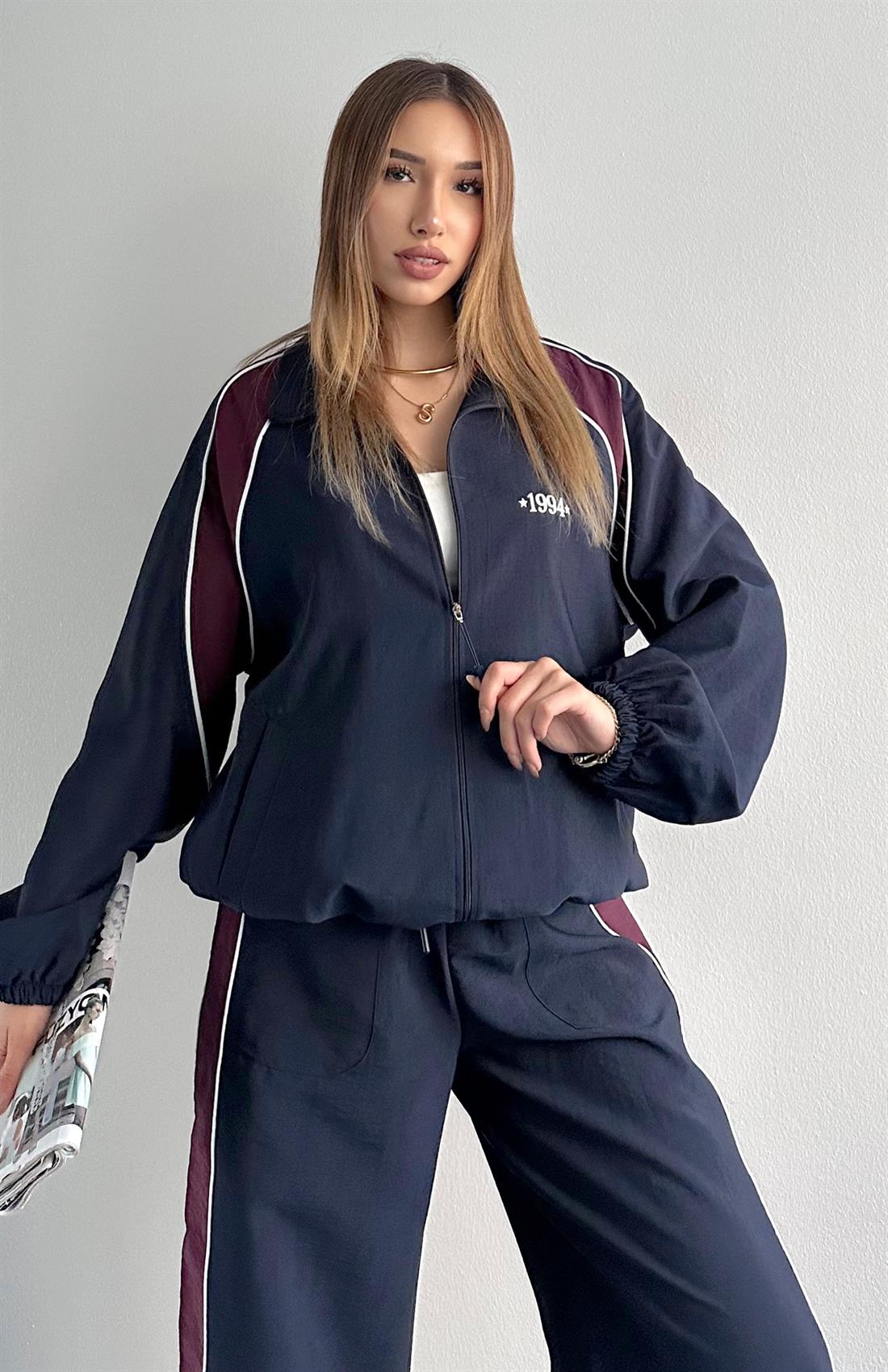 Arabiye Detaylı Bomber Ceket LACİVERT