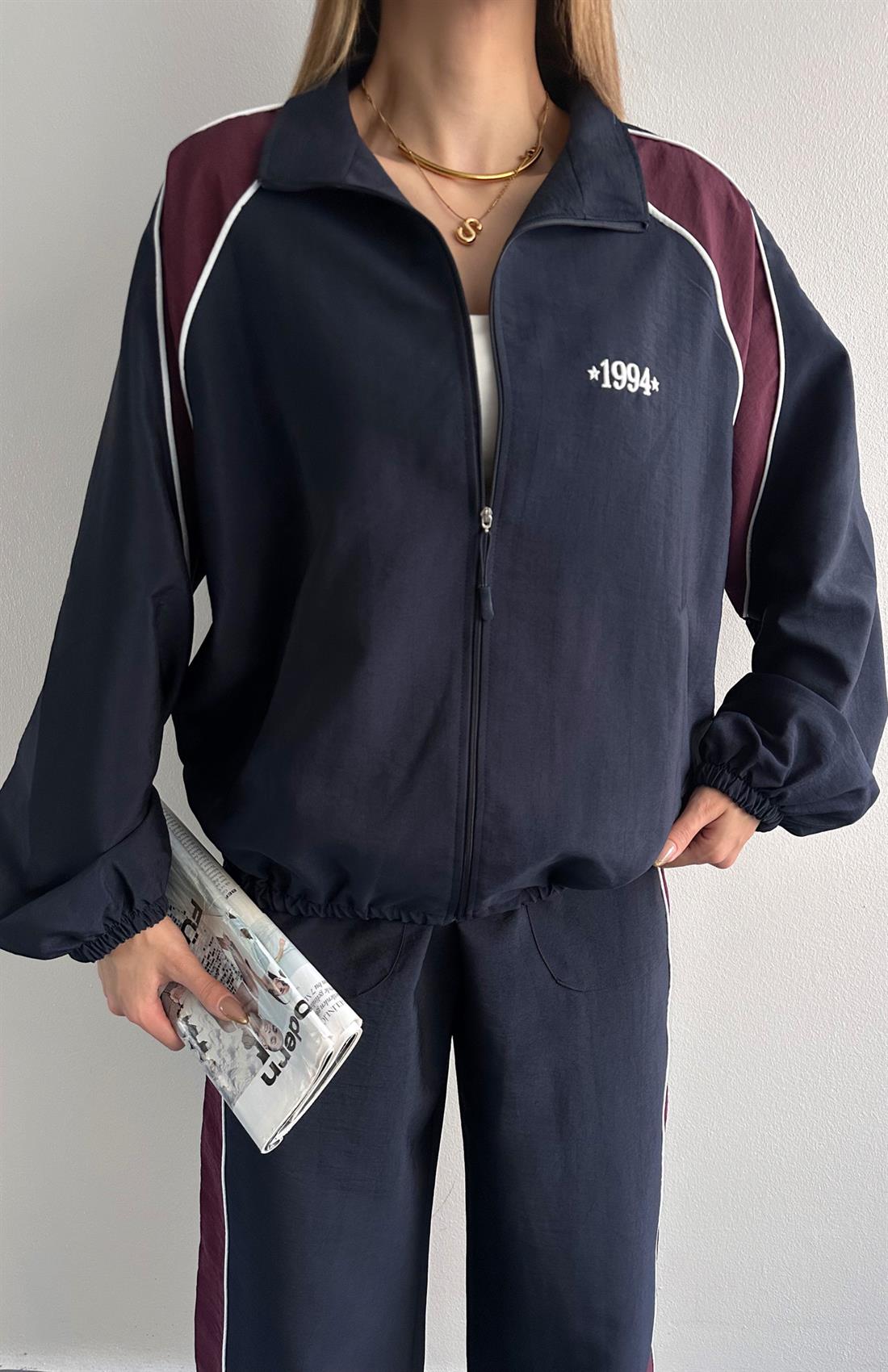 Arabiye Detaylı Bomber Ceket LACİVERT