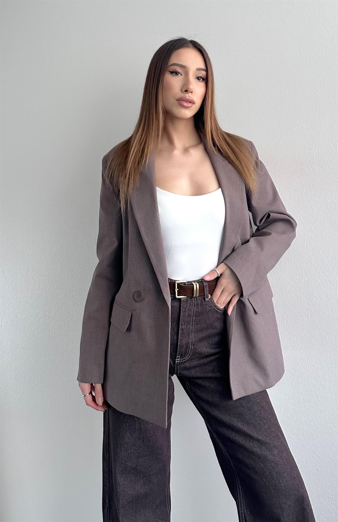 Blazer Ceket KOYU VİZON