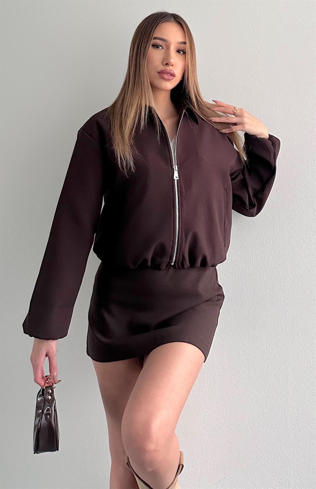 Bomber Süet Ceket KAHVERENGİ