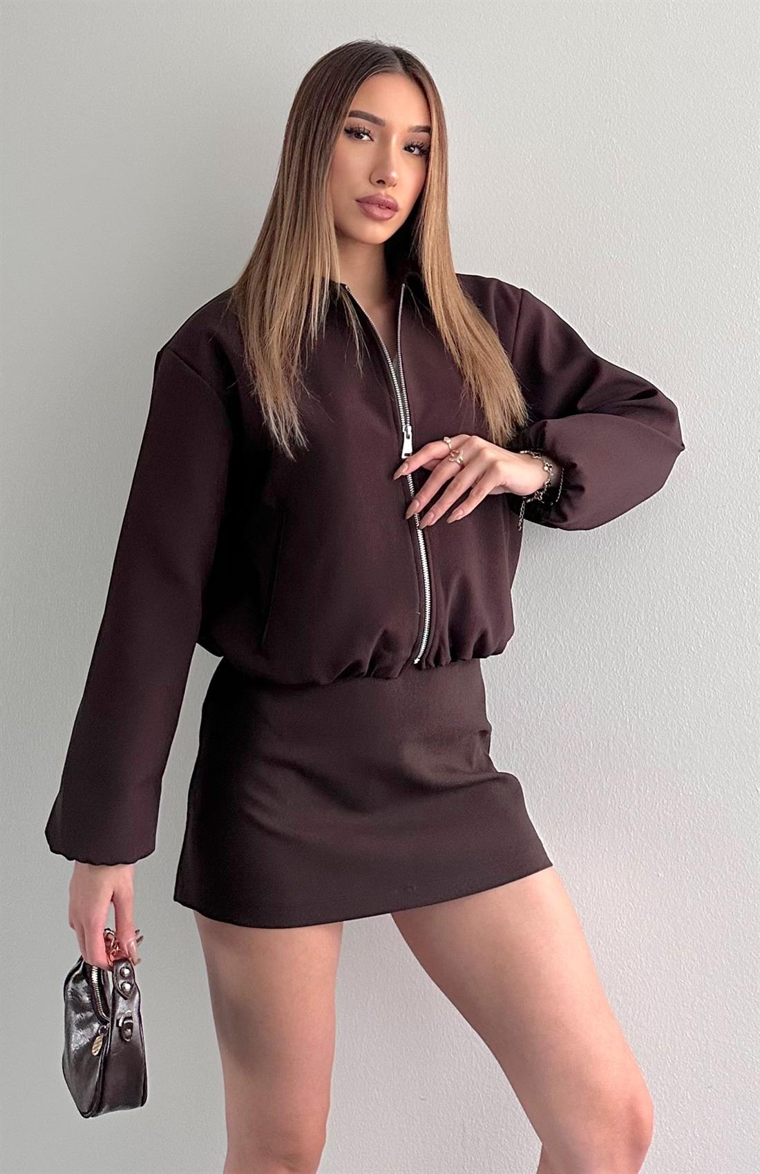 Bomber Süet Ceket KAHVERENGİ