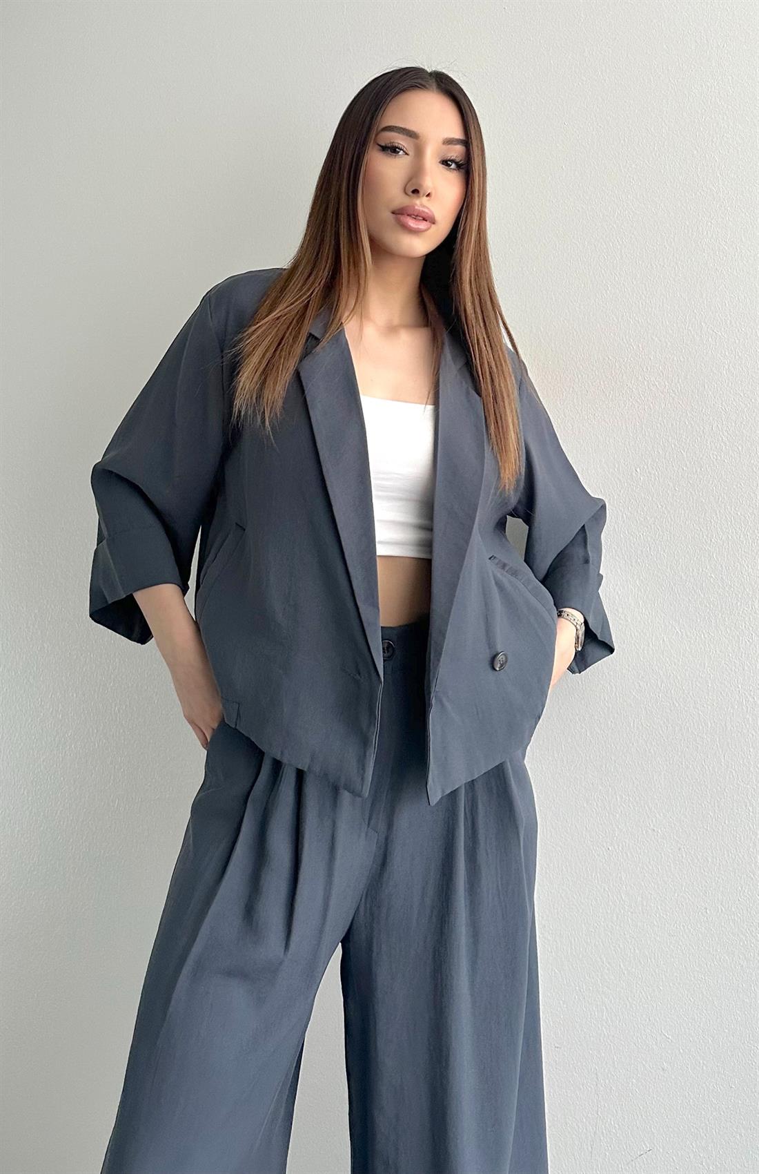 Duble Kruvaze Blazer Ceket ANTRASİT