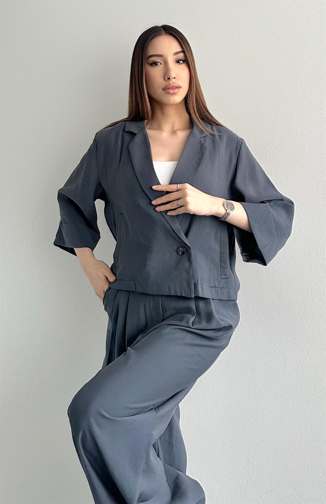 Duble Kruvaze Blazer Ceket ANTRASİT