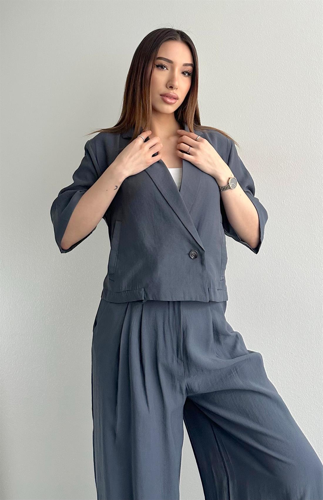 Duble Kruvaze Blazer Ceket ANTRASİT