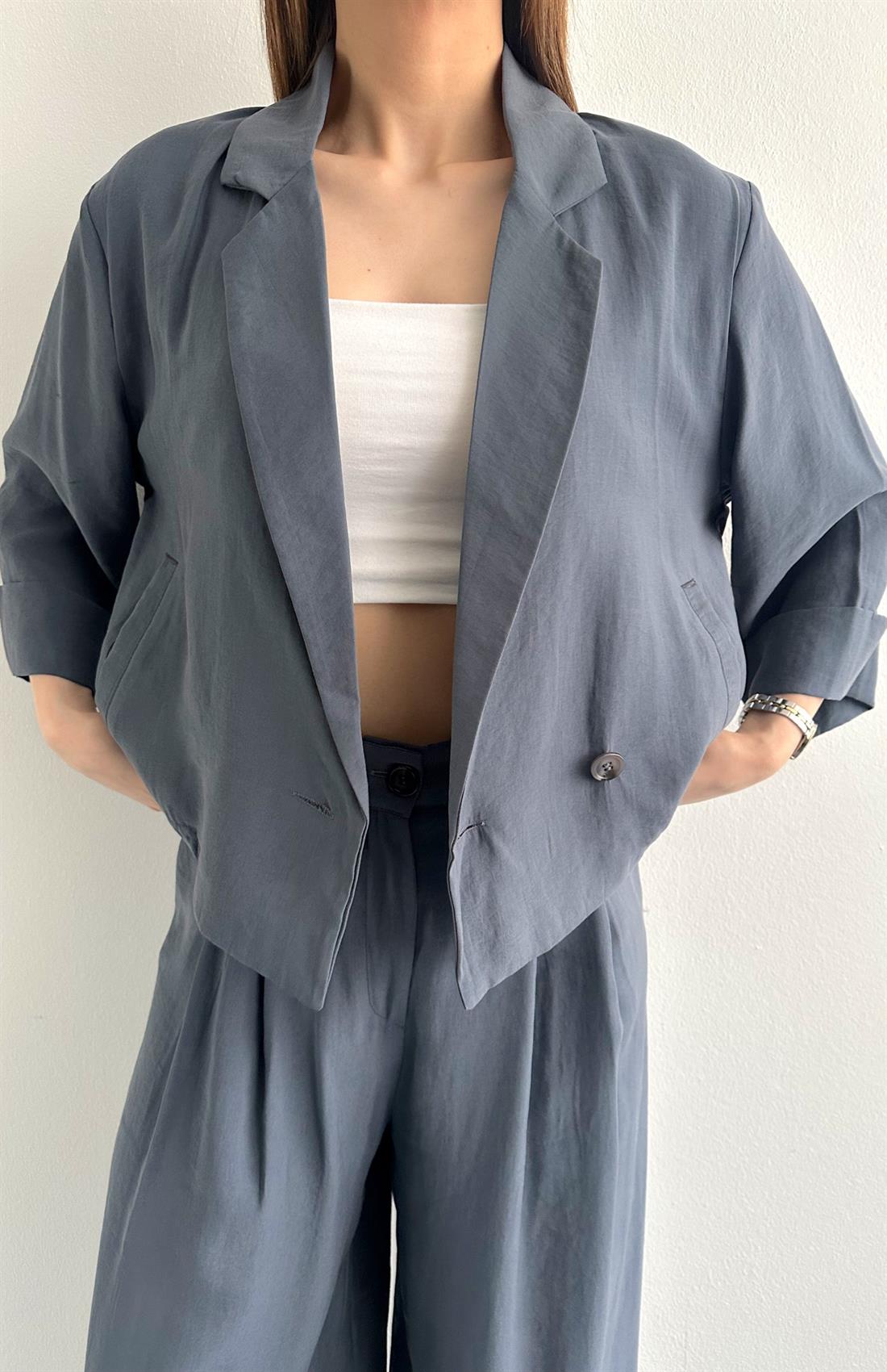 Duble Kruvaze Blazer Ceket ANTRASİT