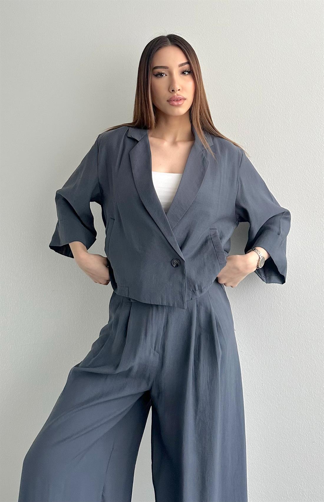 Duble Kruvaze Blazer Ceket ANTRASİT