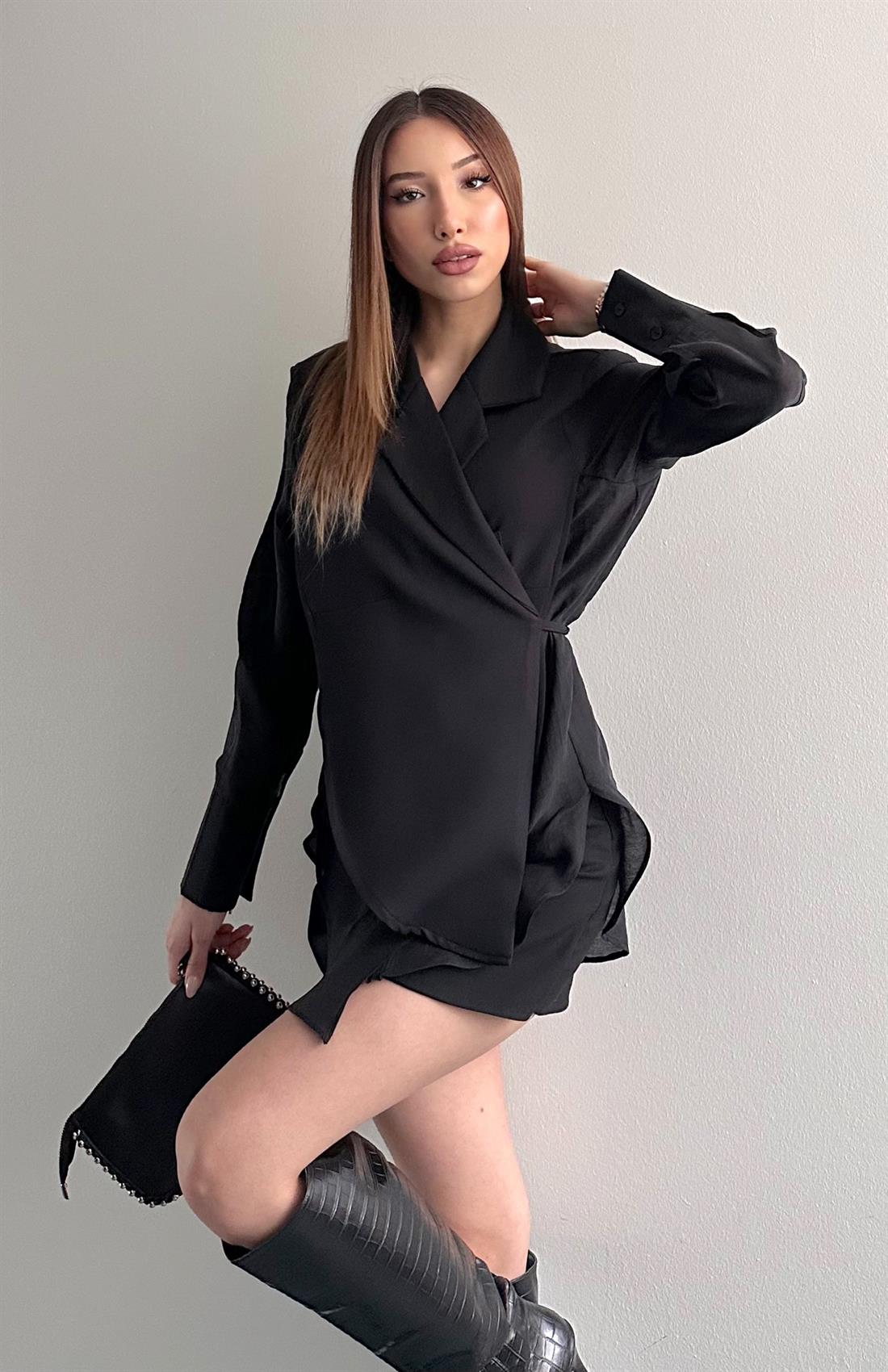 Şifon Detaylı  Ceket SİYAH