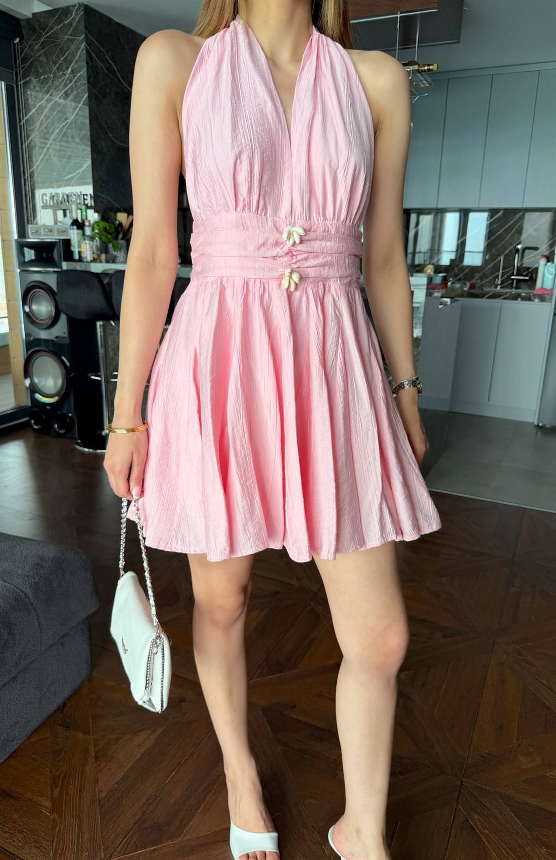 Gipeli Çilek Elbise PEMBE