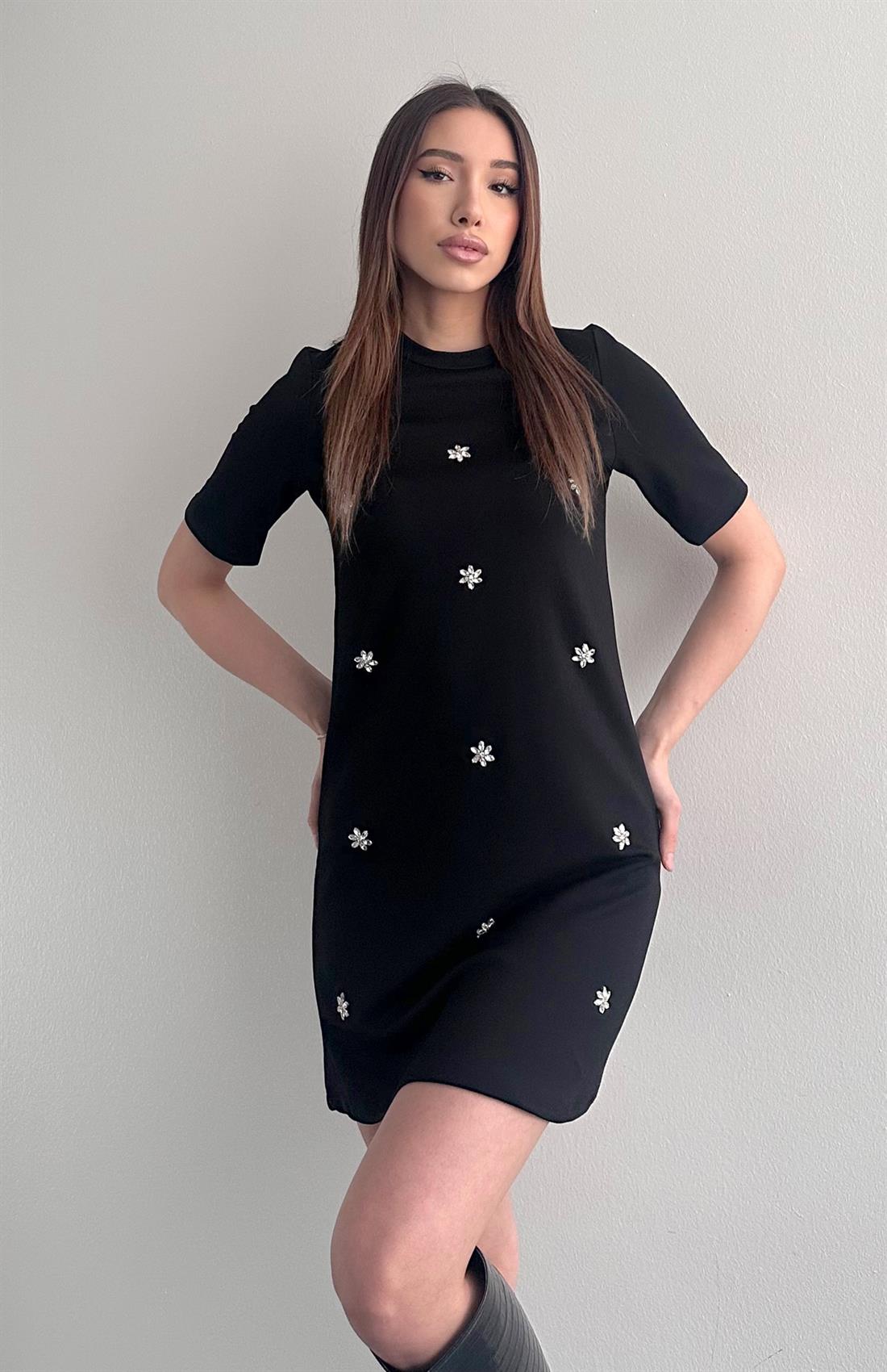 Taşli Elbise SİYAH