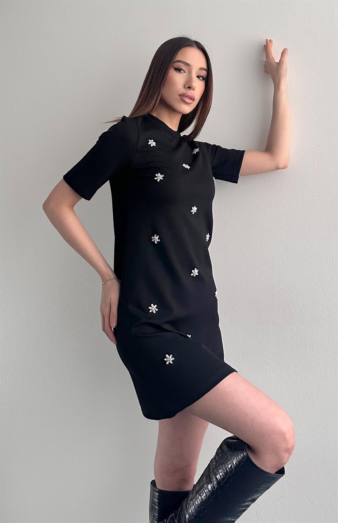 Taşli Elbise SİYAH