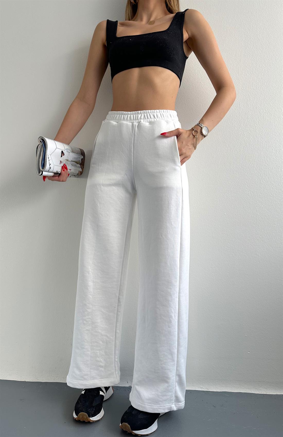 Beli Lastikli İspanyol Paça Eşofman EKRU