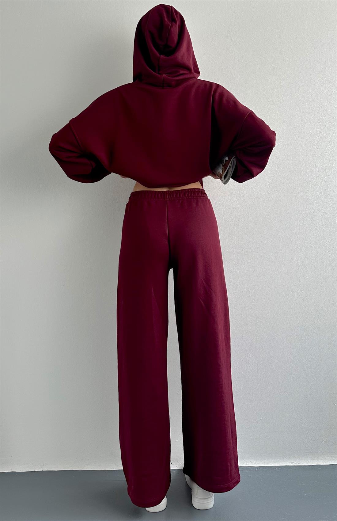 Beli Lastikli İspanyol Paça Eşofman BORDO