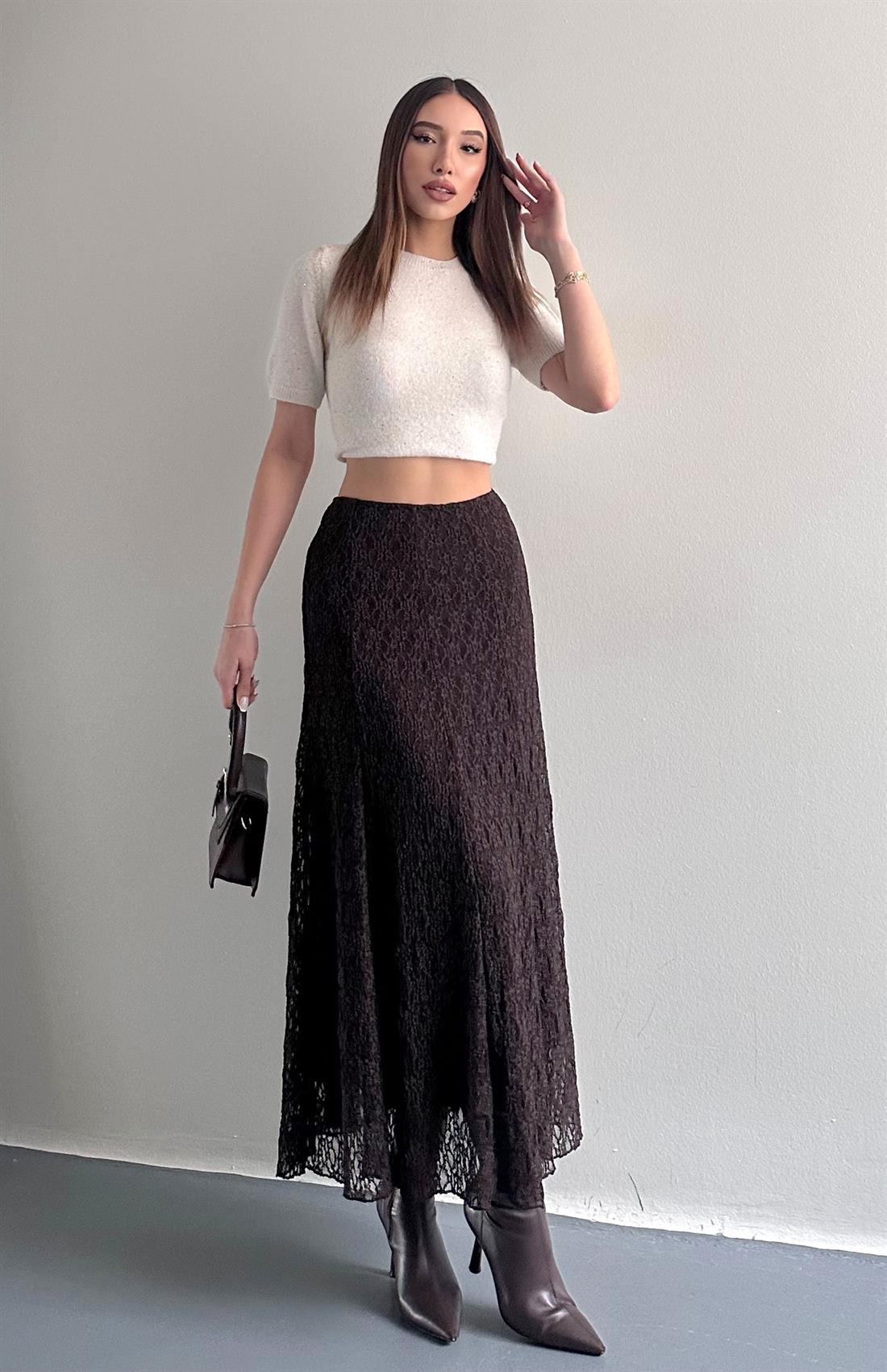 Dantel Etek KAHVERENGİ