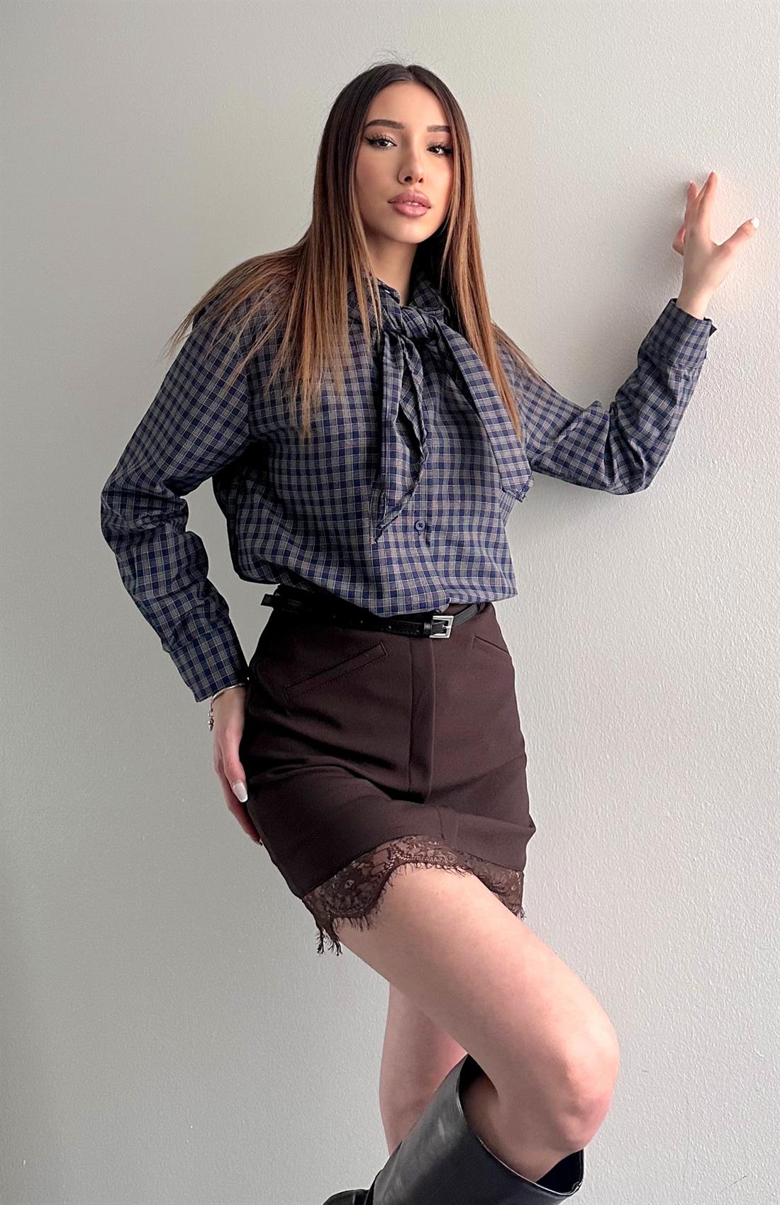 Dantelli Etek KAHVERENGİ