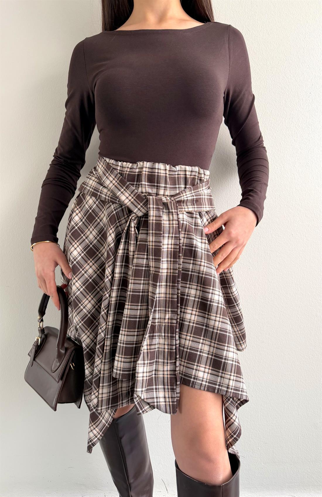 Ekose Etek Kahve-bej