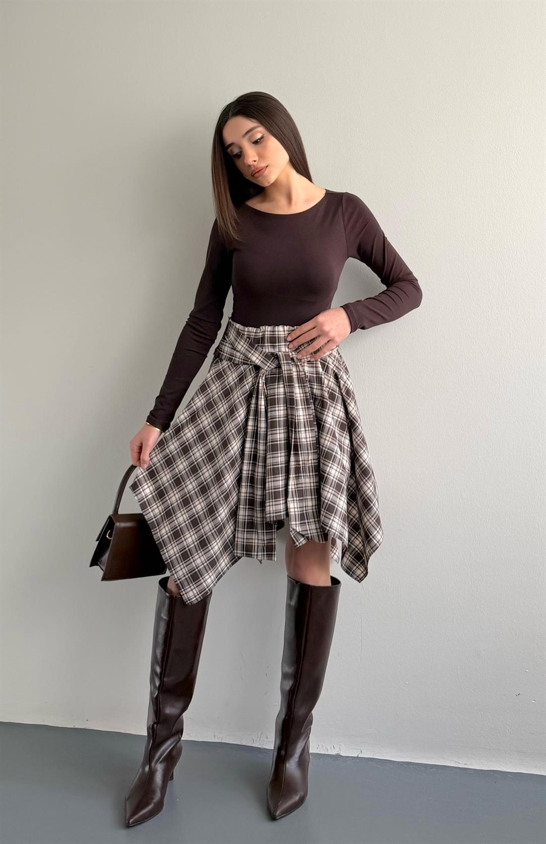 Ekose Etek Kahve-bej