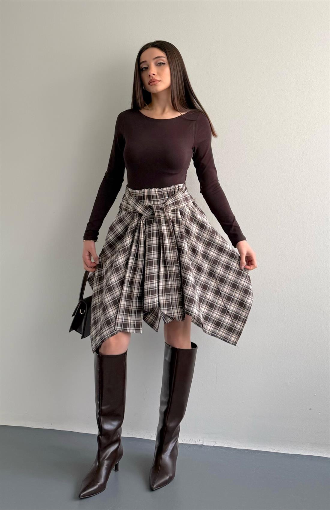 Ekose Etek Kahve-bej