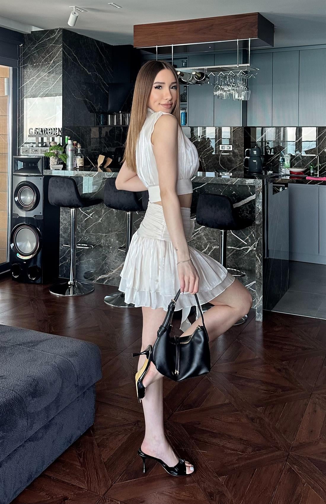 Fırfırlı Mini Etek BEJ