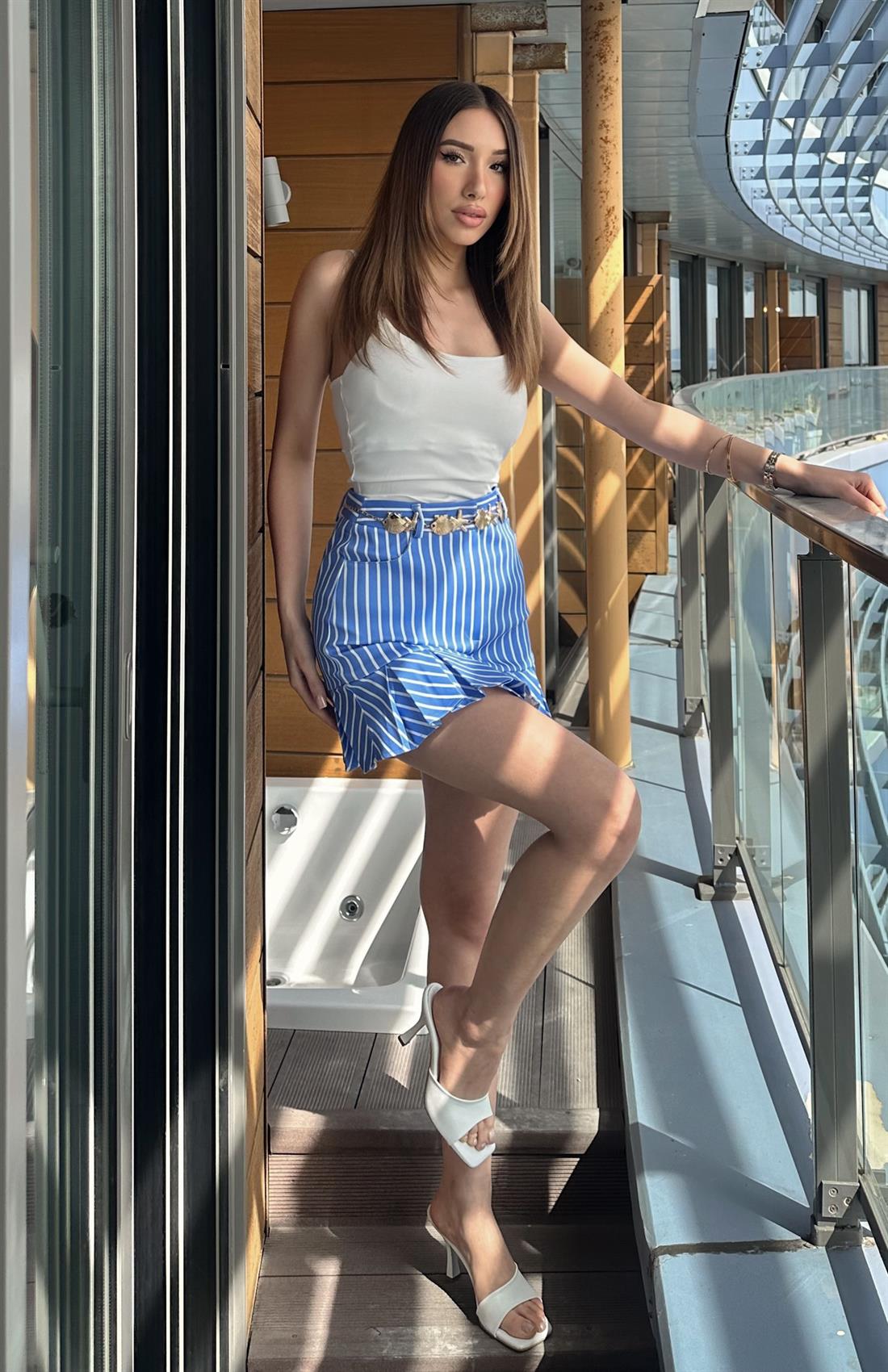 Kemer Detaylı Etek MAVİ