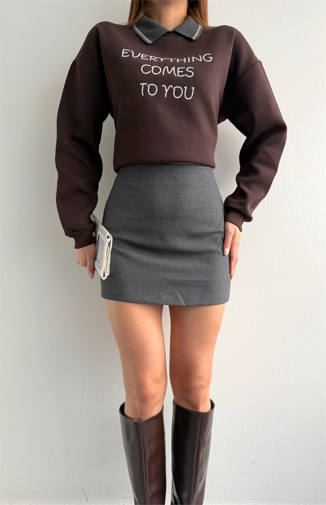 Kısa Mini Etek ANTRASİT