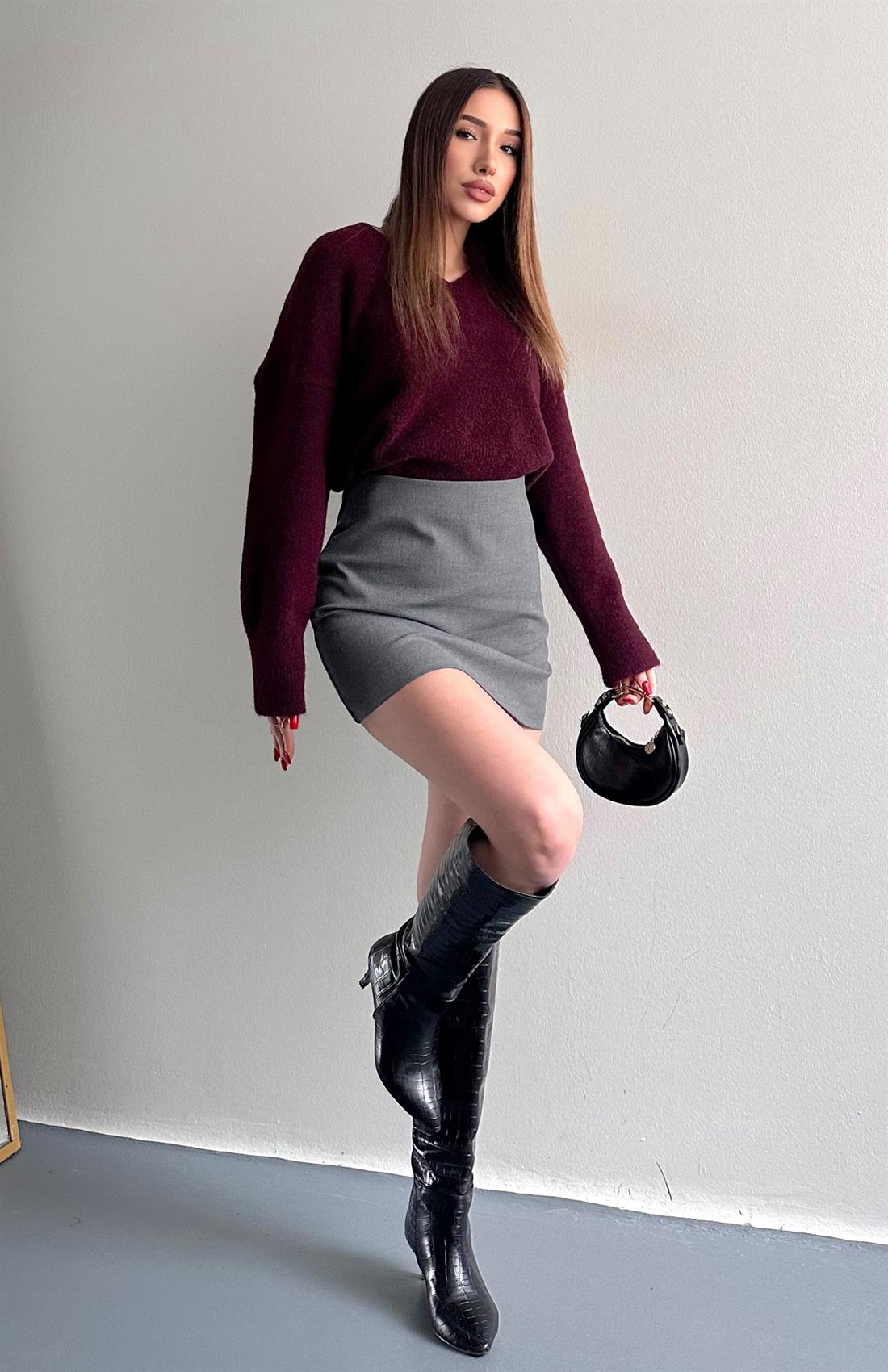 Klasik Düz Etek GRİ