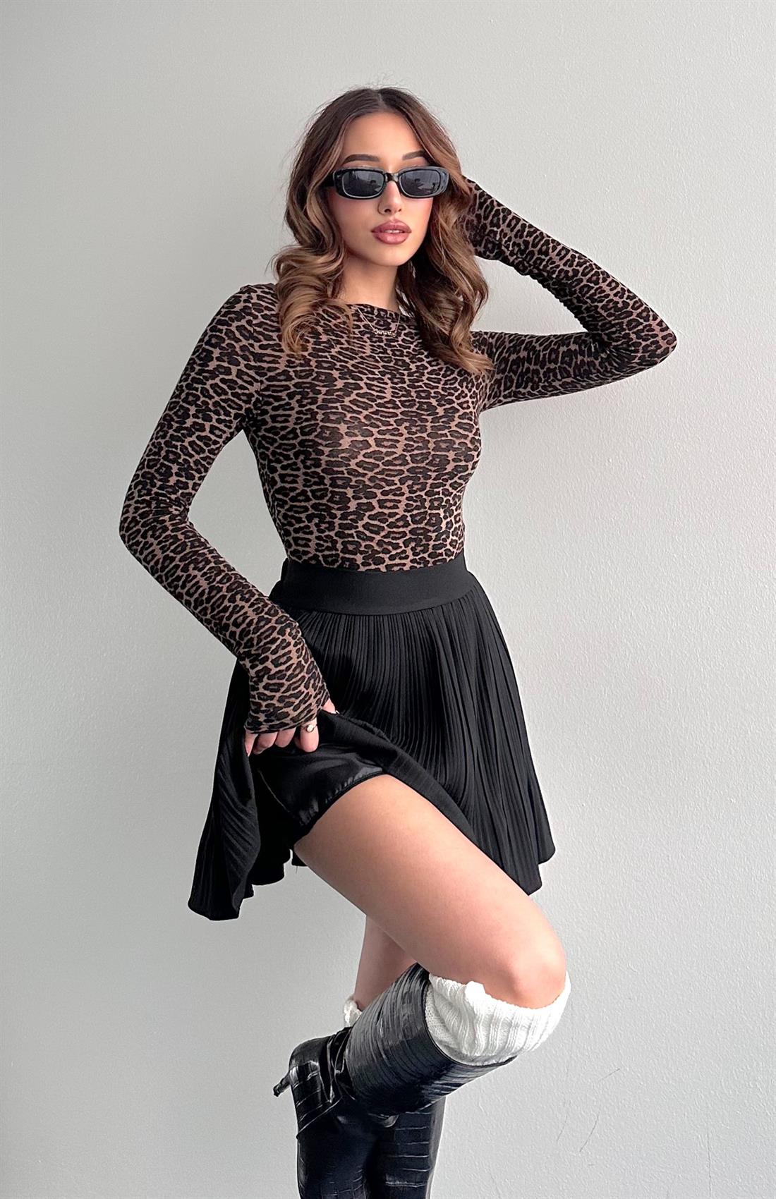 Pile Detaylı Etek SİYAH