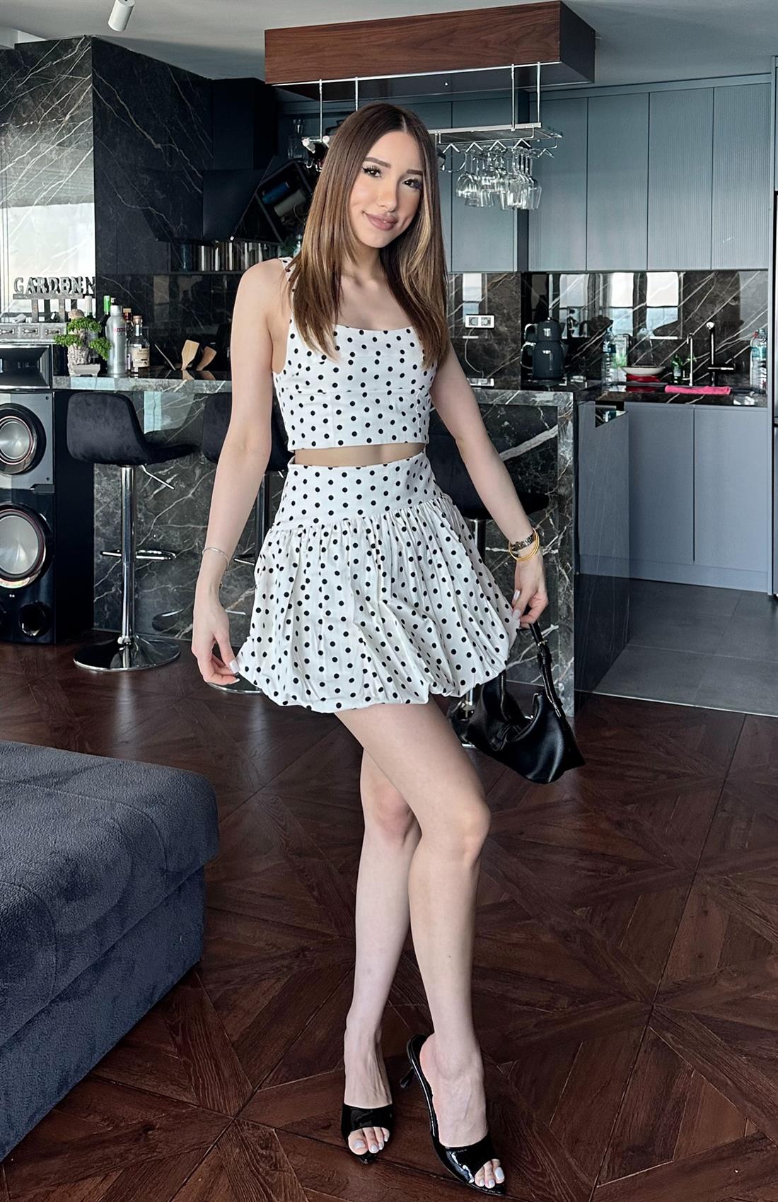 Puantiyeli Balon Etek EKRU