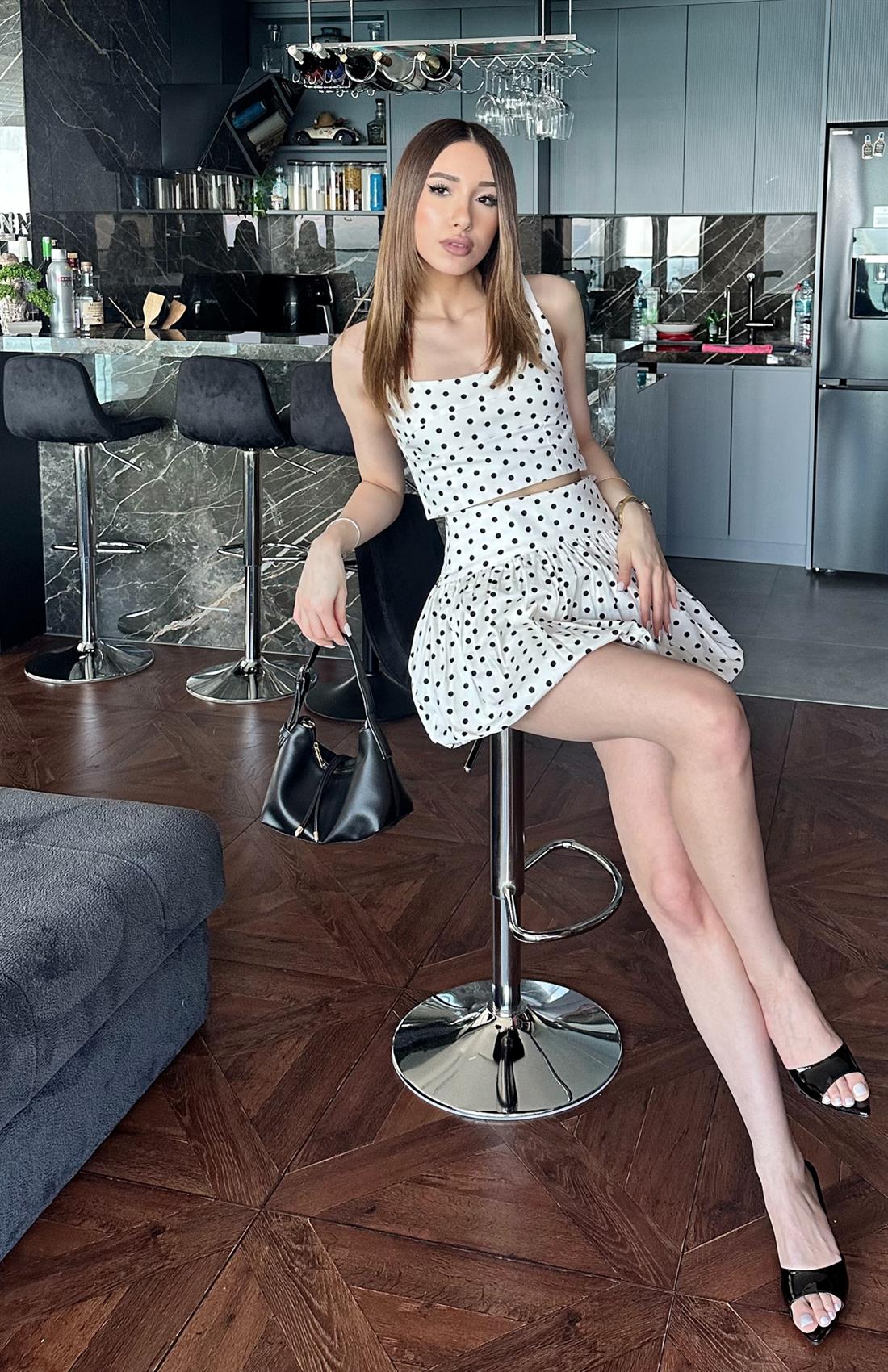 Puantiyeli Balon Etek EKRU