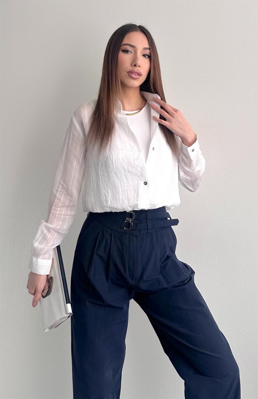 Atletli Eteği Balon Gömlek EKRU