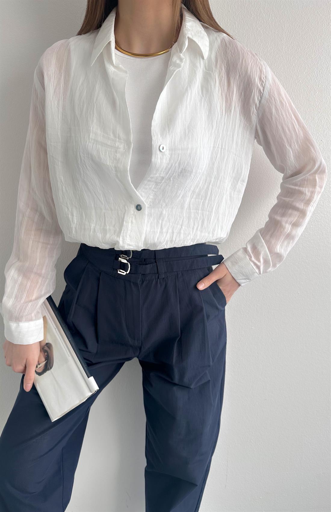 Atletli Eteği Balon Gömlek EKRU