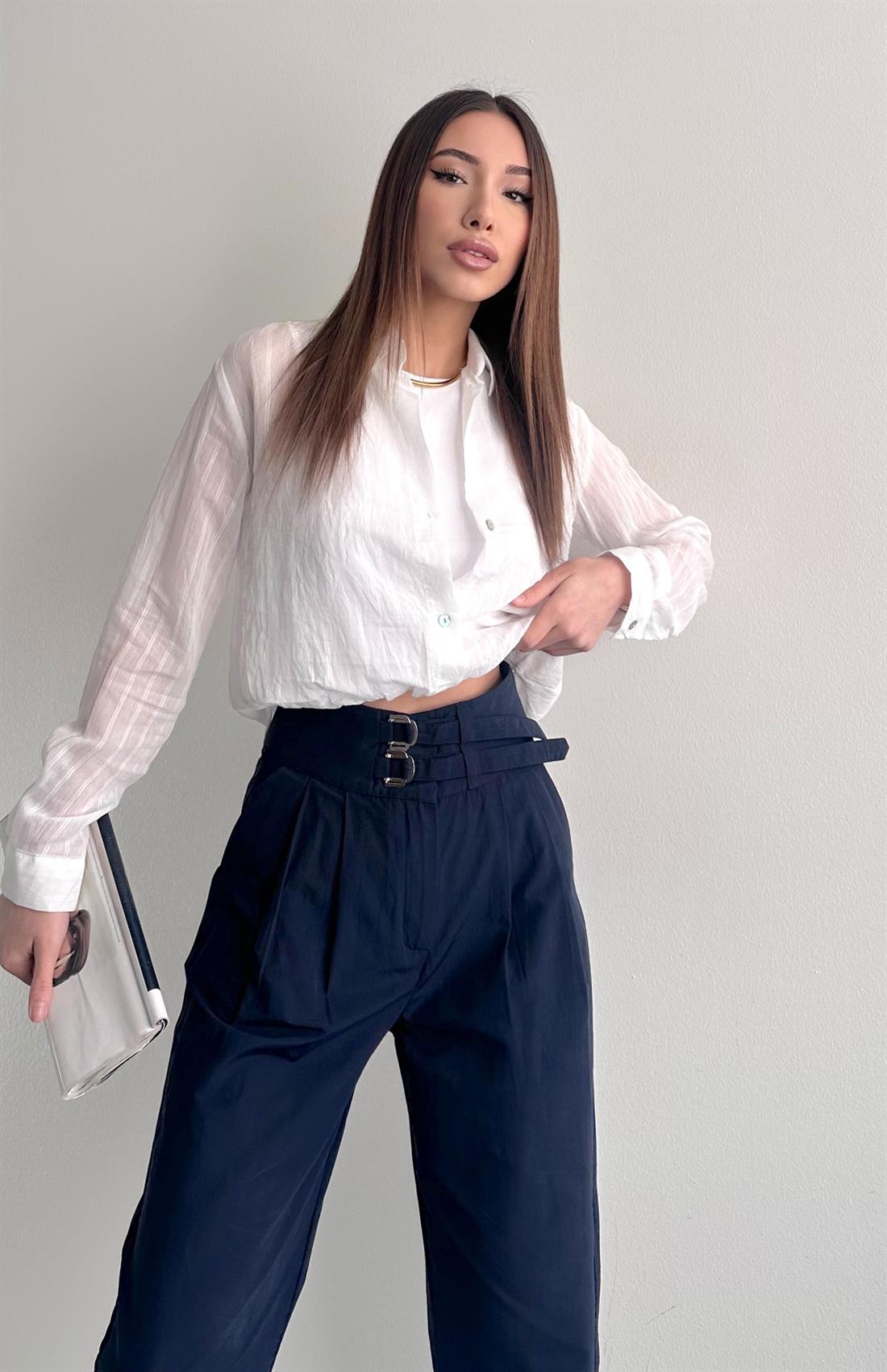 Atletli Eteği Balon Gömlek EKRU