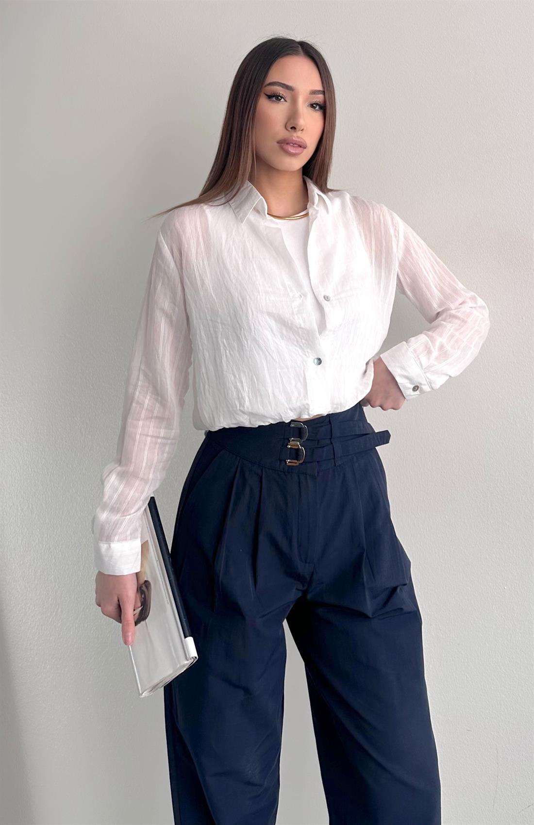 Atletli Eteği Balon Gömlek EKRU