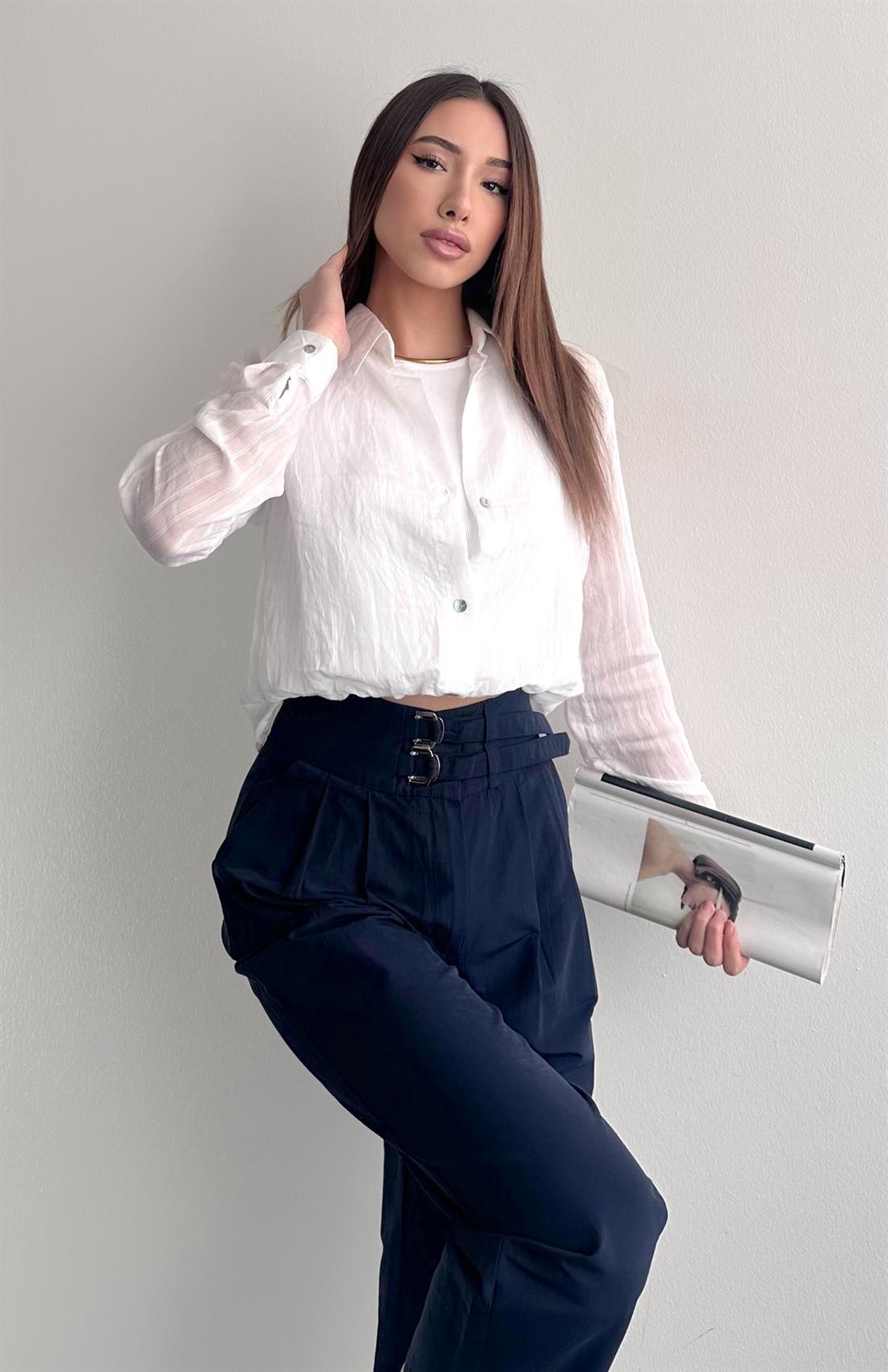 Atletli Eteği Balon Gömlek EKRU