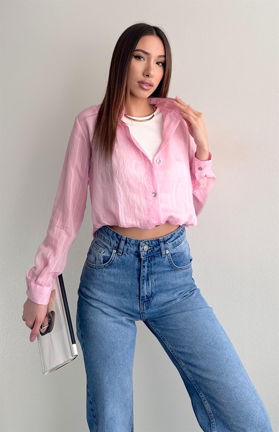 Atletli Eteği Balon Gömlek PEMBE