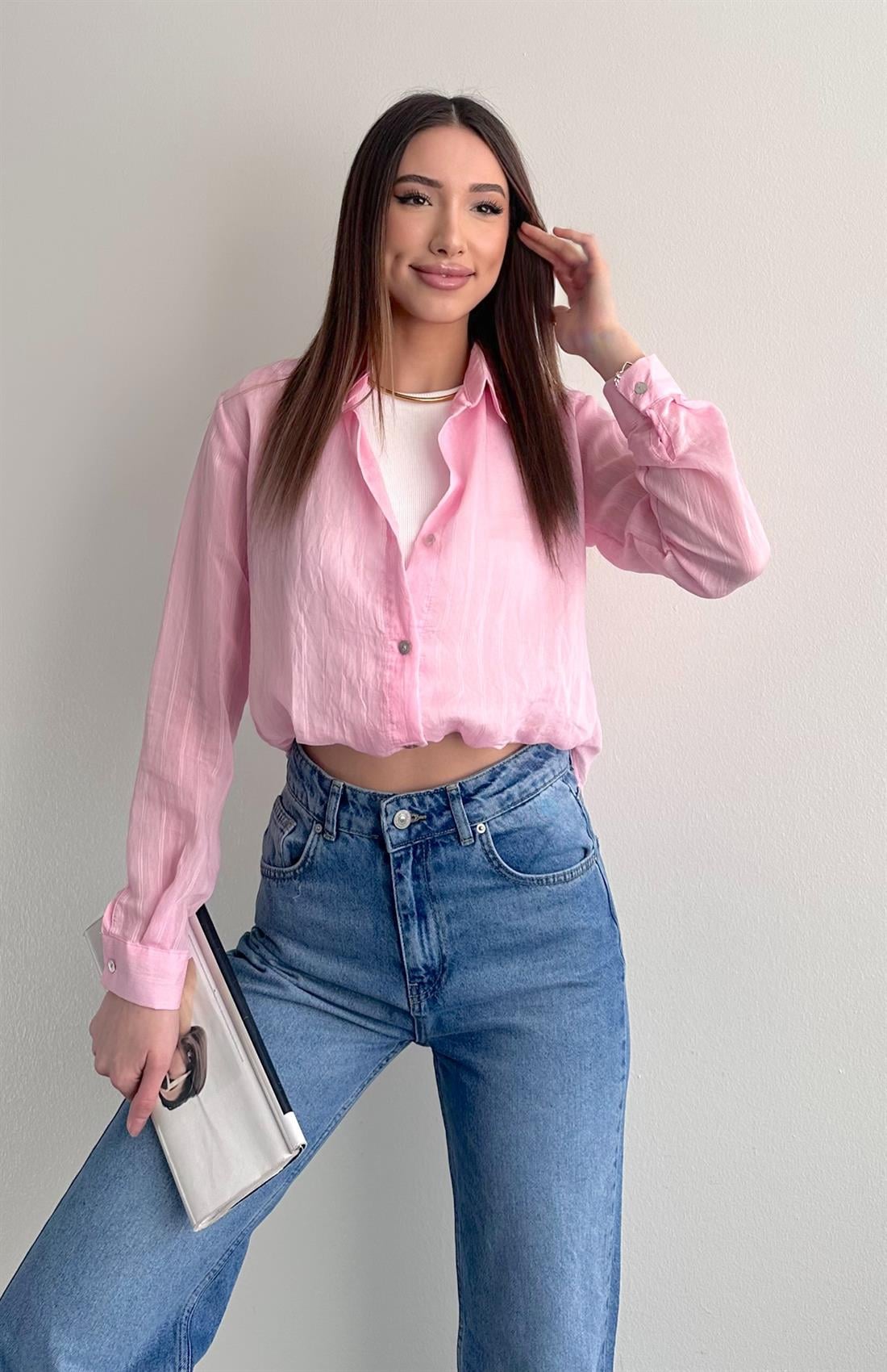 Atletli Eteği Balon Gömlek PEMBE
