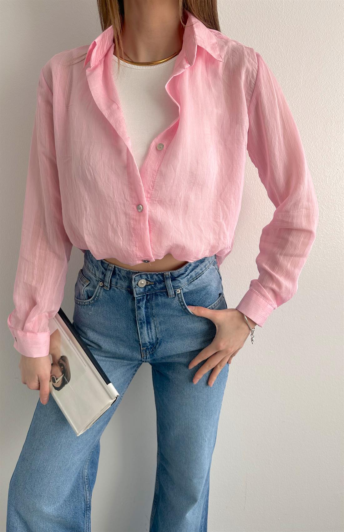 Atletli Eteği Balon Gömlek PEMBE