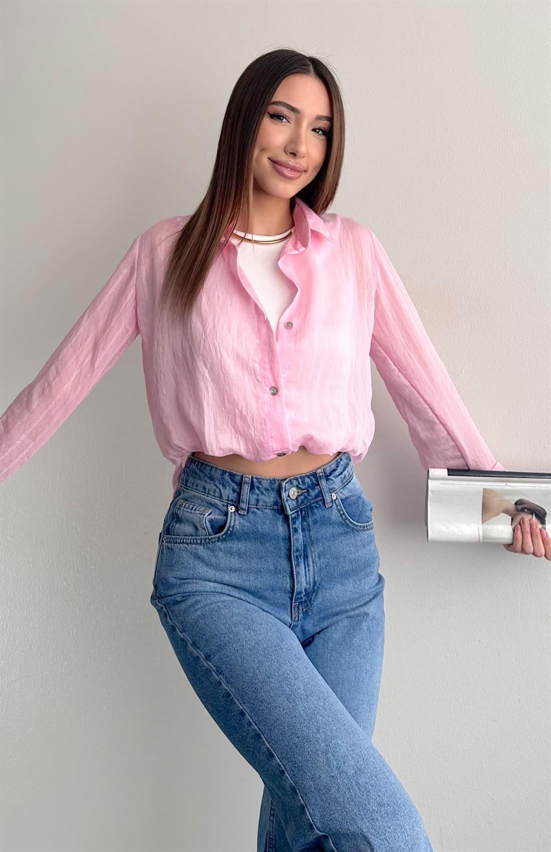 Atletli Eteği Balon Gömlek PEMBE