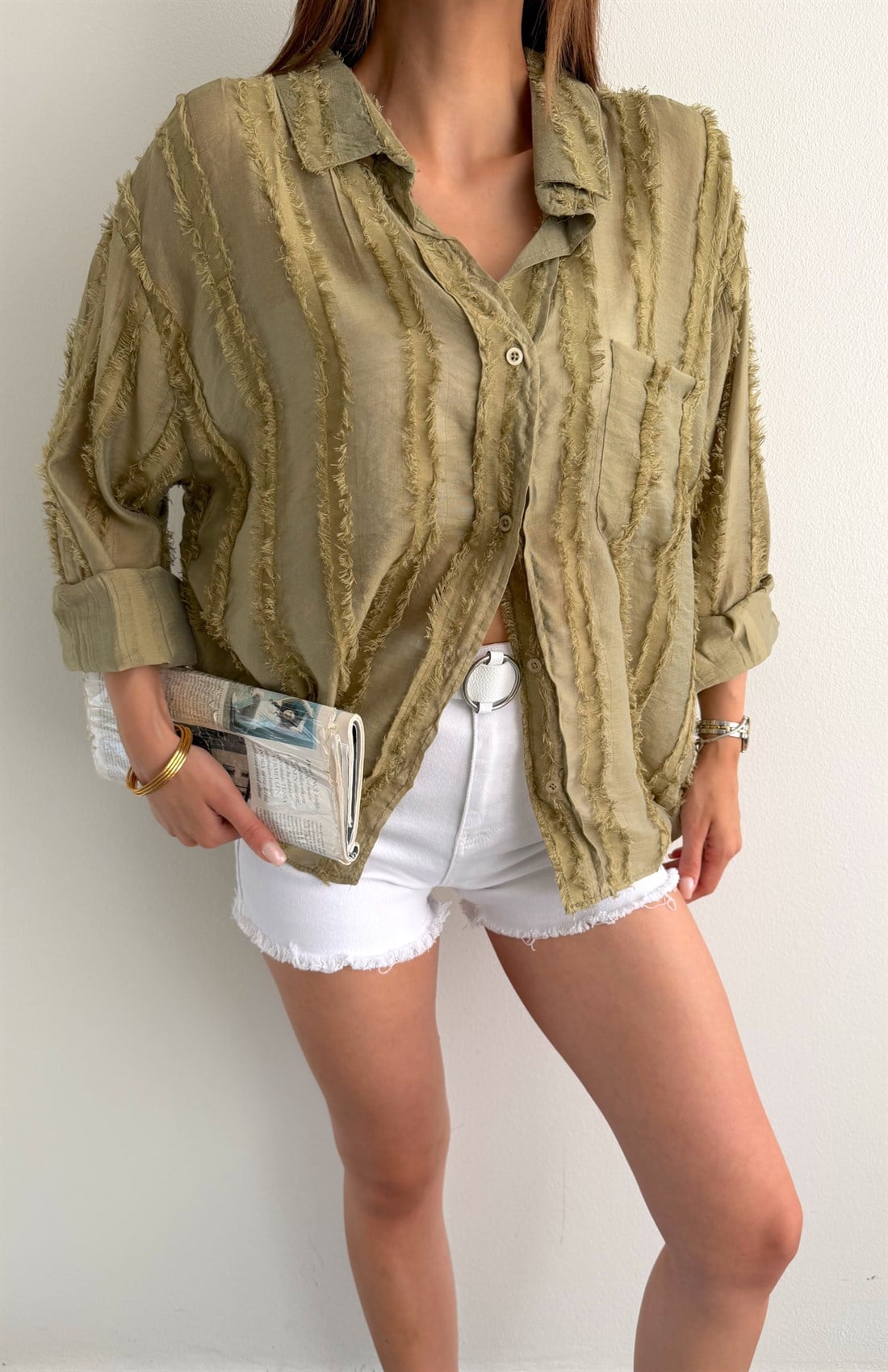 Cepli Oversize Gömlek HAKİ