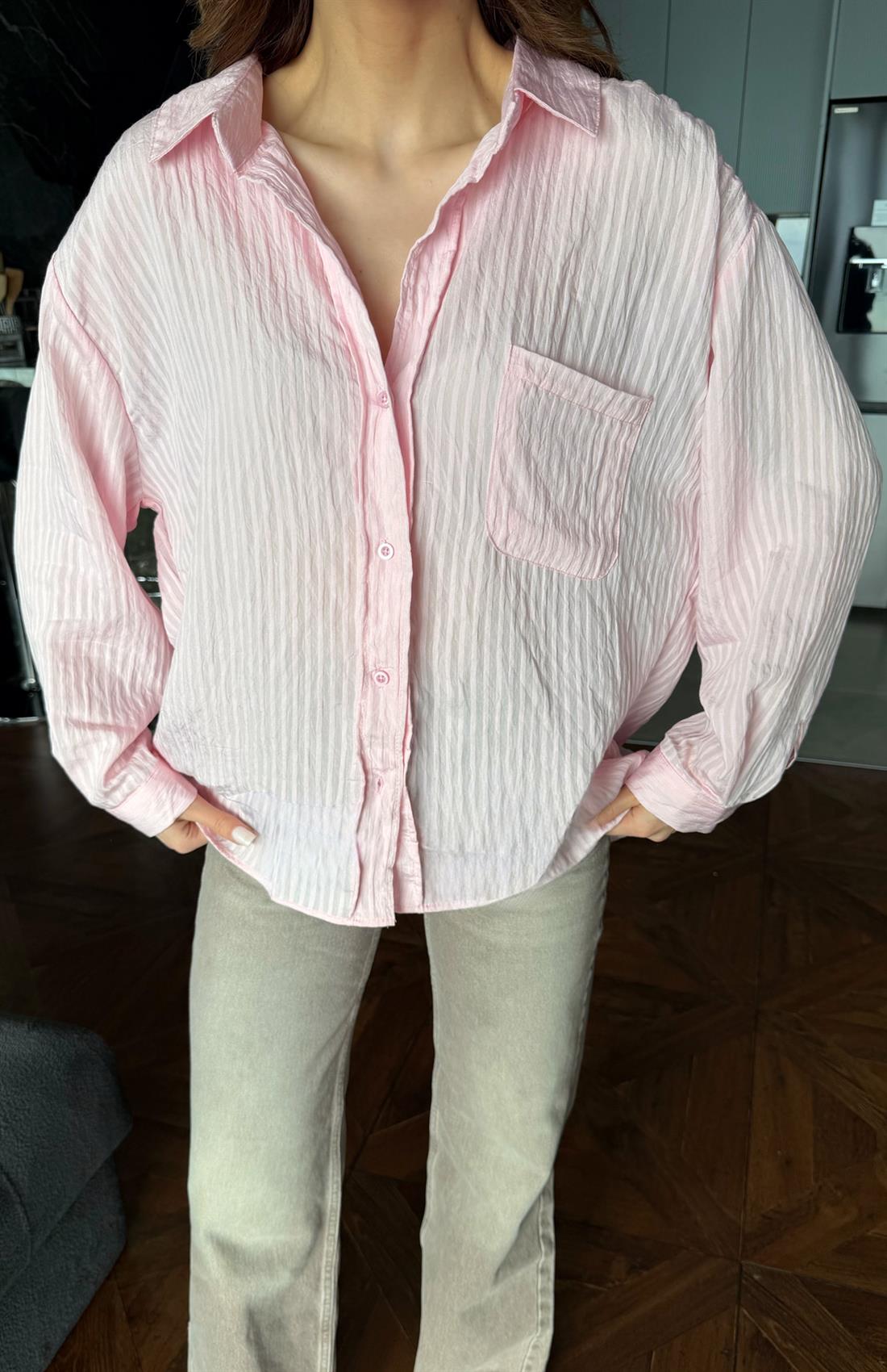 Cepli Oversize Günbet Gömlek PEMBE