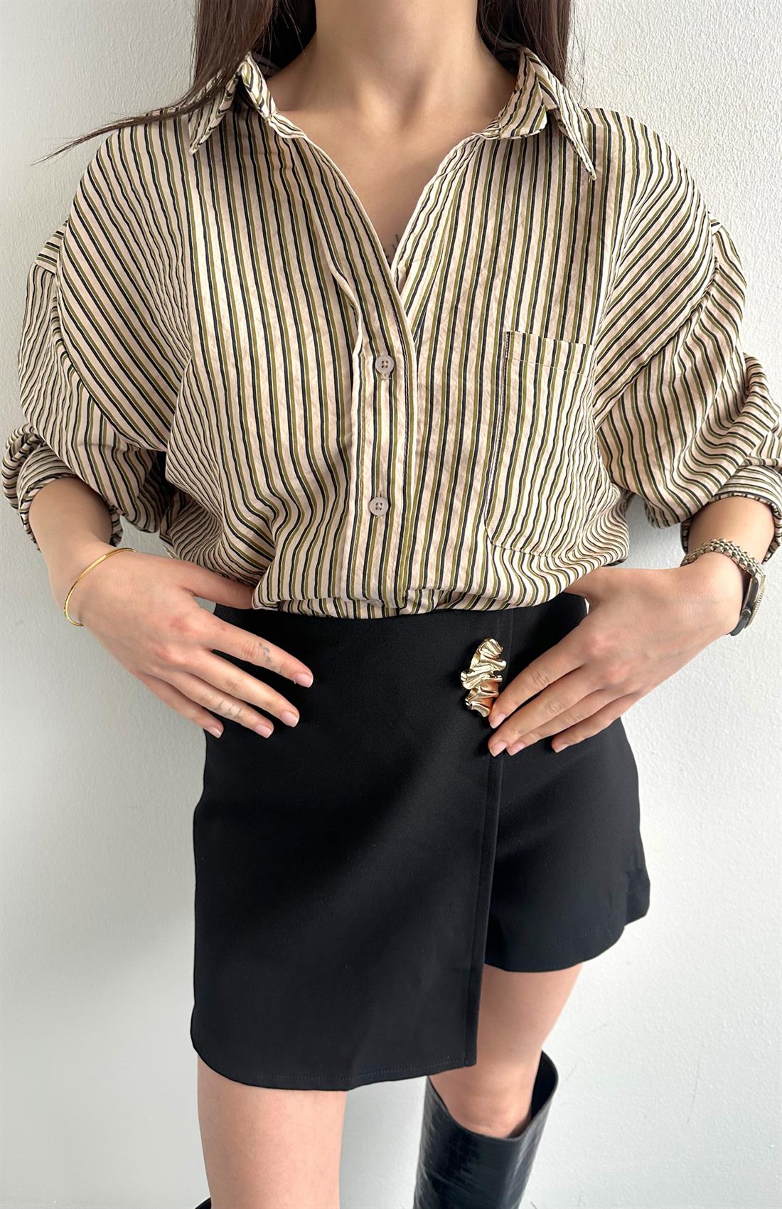 Cepli Oversize Vito Gömlek BEJ