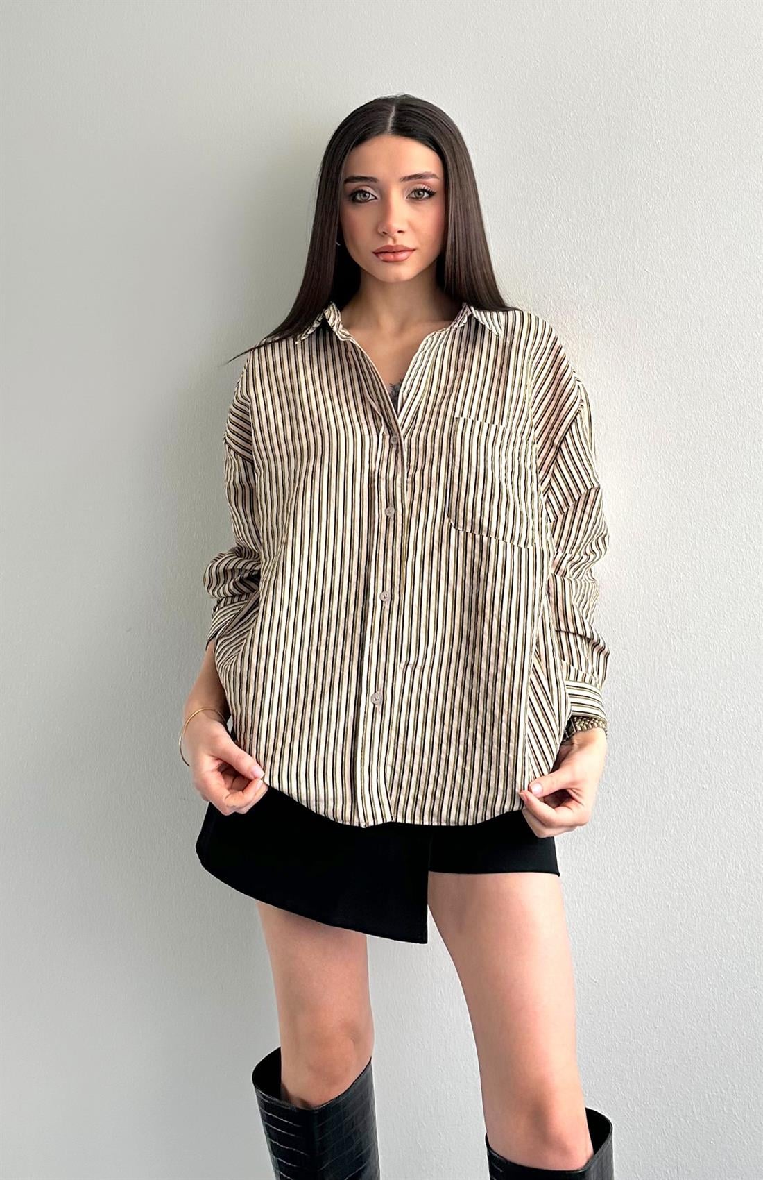 Cepli Oversize Vito Gömlek BEJ