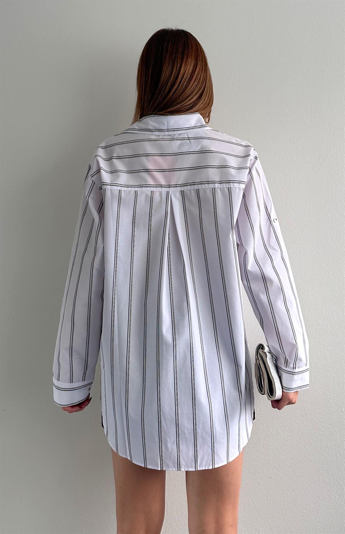 Çizgili Gömlek BEYAZ