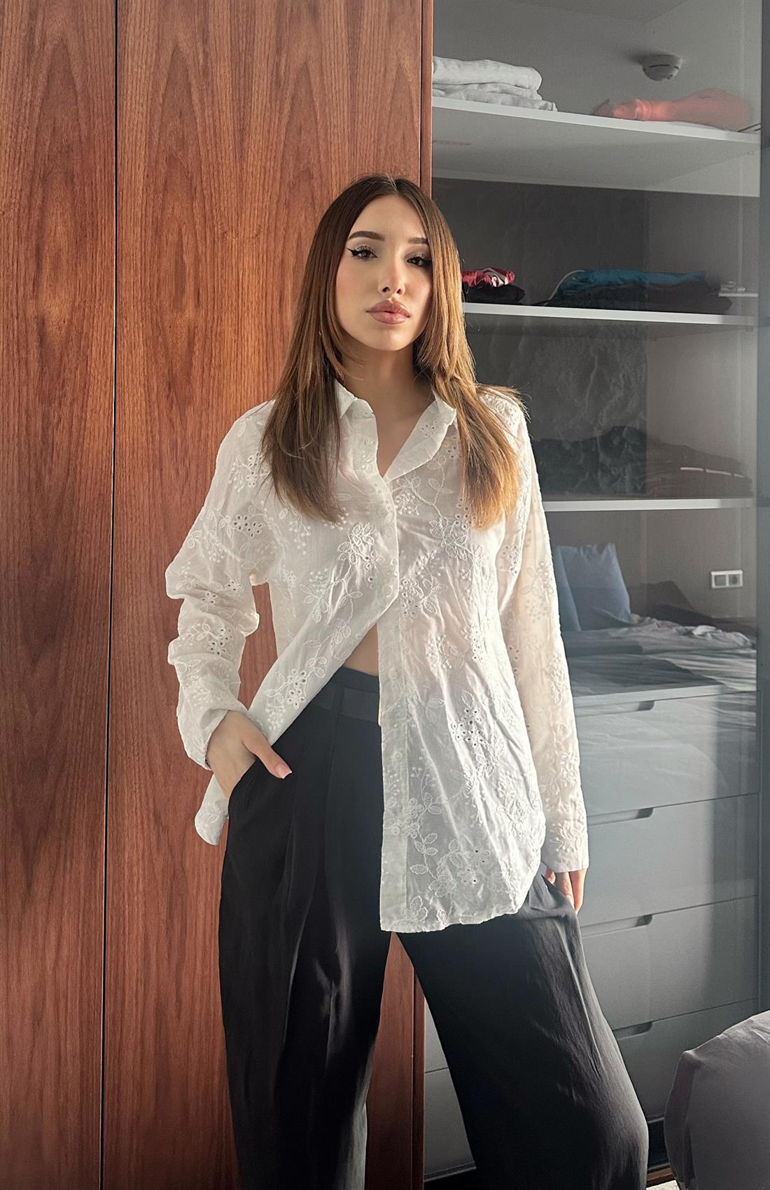 Dantelli Gömlek BEYAZ