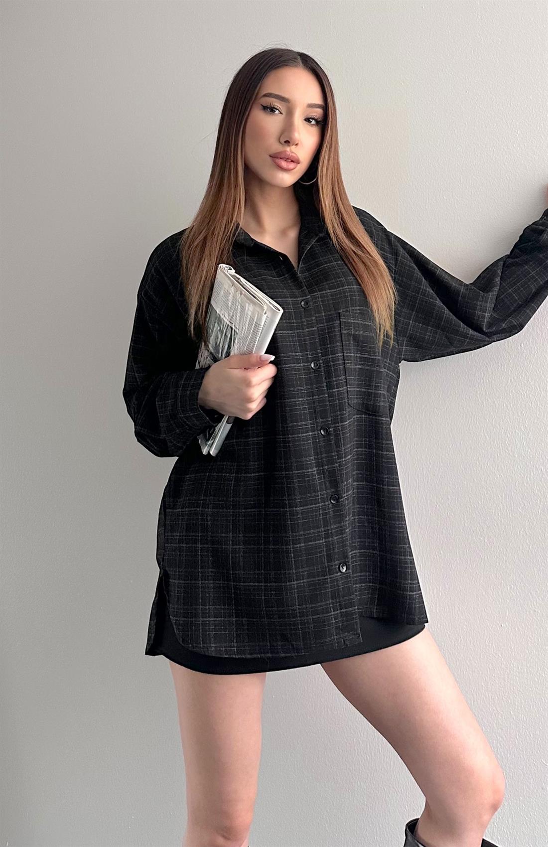 Ekose Gömlek SİYAH