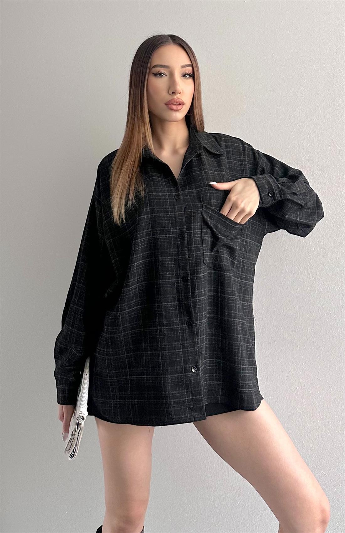 Ekose Gömlek SİYAH