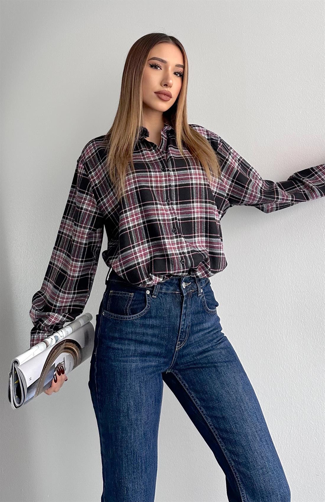 Ekose Gömlek SİYAH