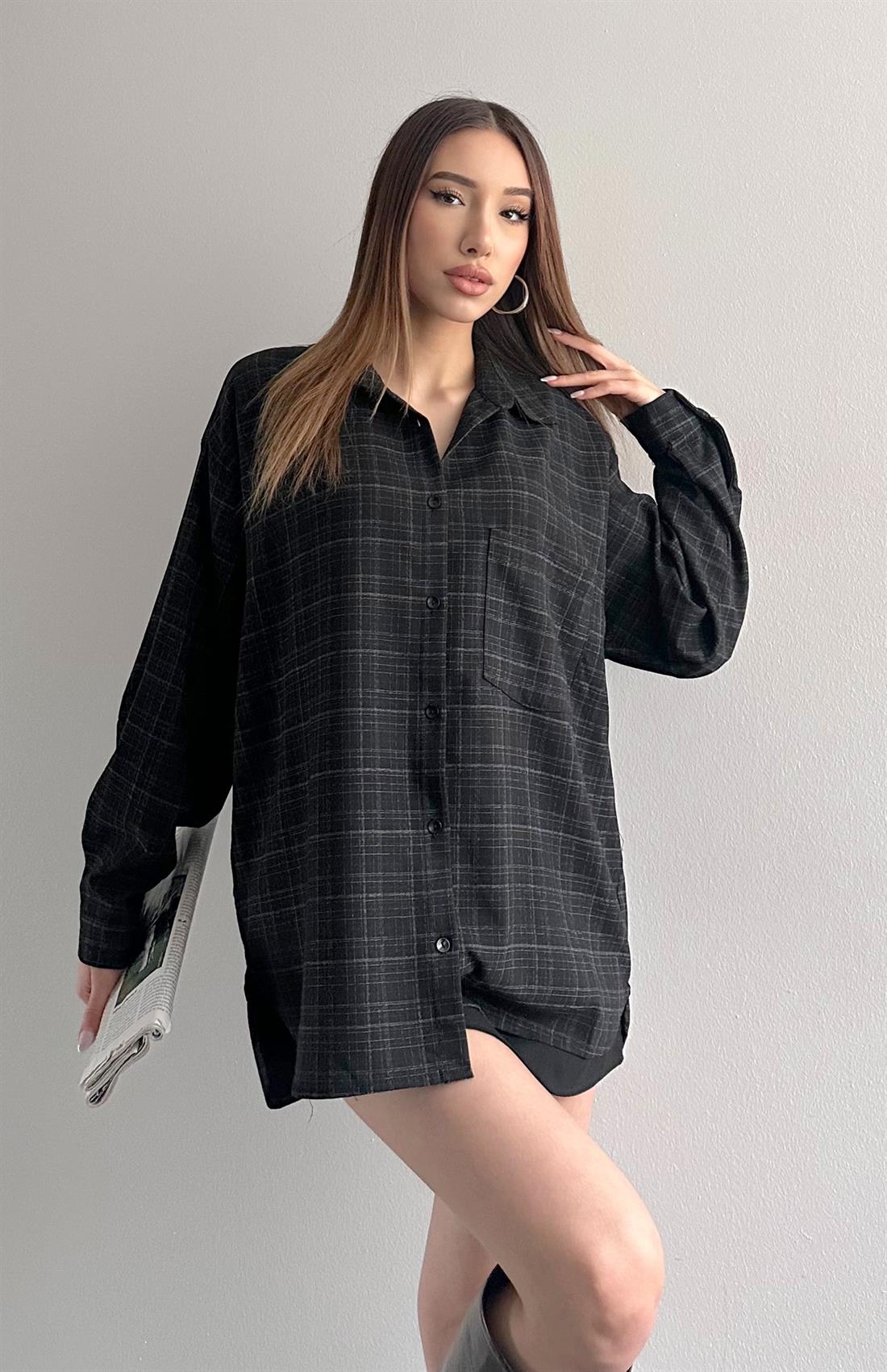 Ekose Gömlek SİYAH