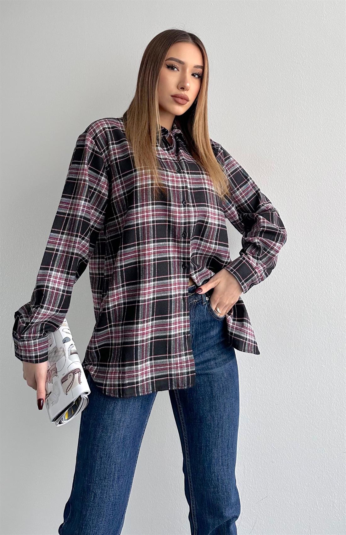 Ekose Gömlek SİYAH